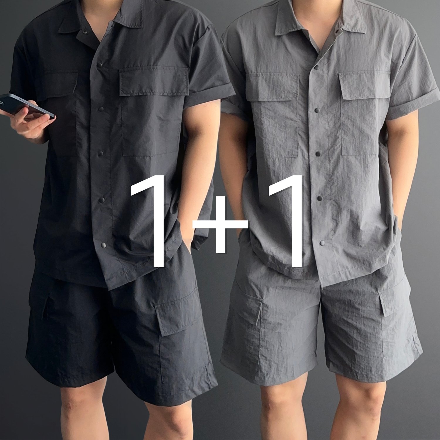 [1+1] 나일론 바스락 반팔 반바지 셋업 세트 3color 1