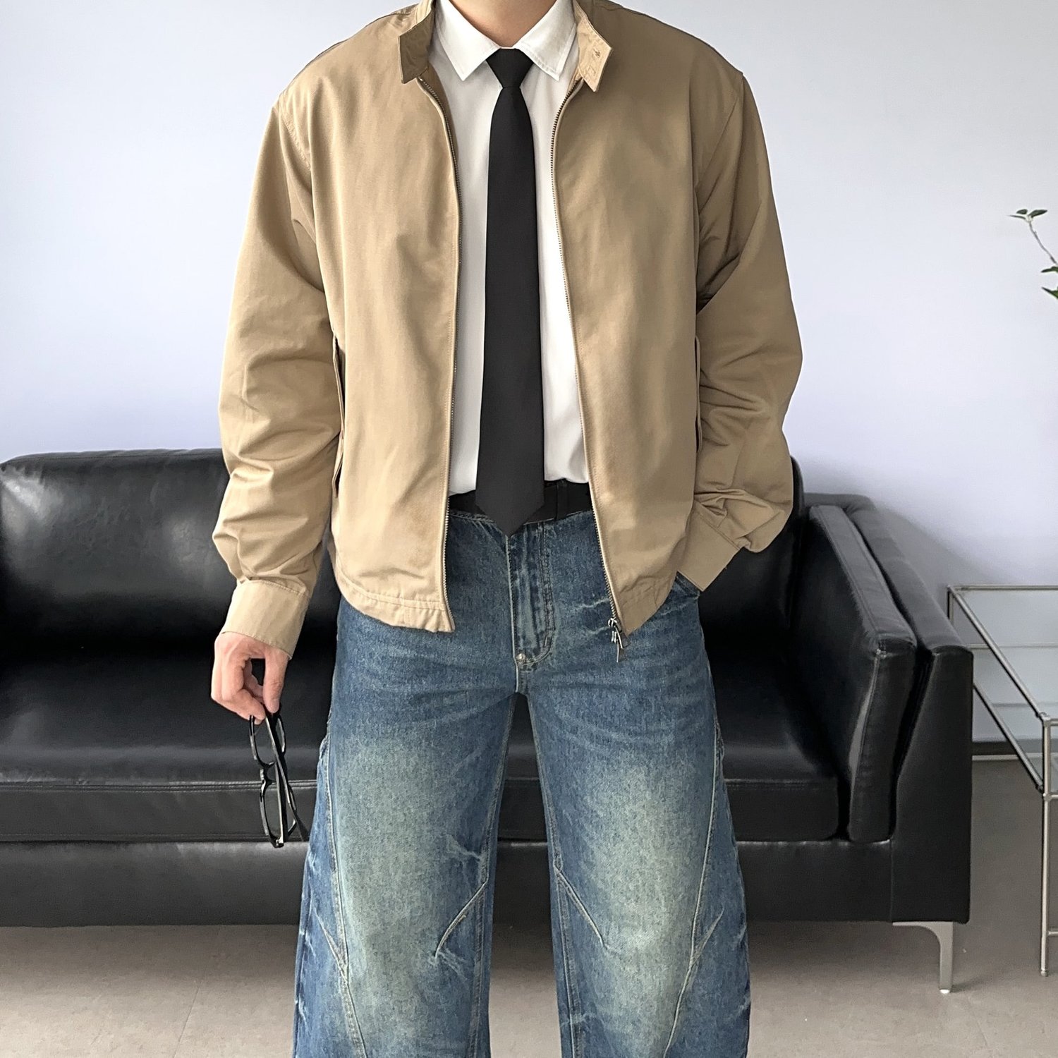 남자 미니멀 헤링턴 프렌치 자켓 2color 1