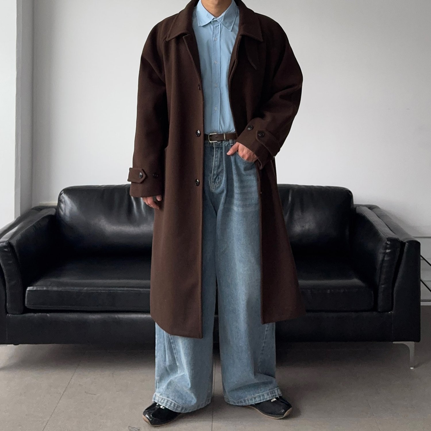 남자 남성 따뜻한 롱 겨울 롱 맥 코트 3color 1