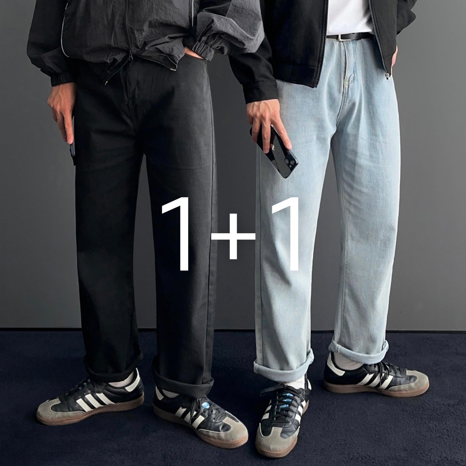 [1+1] 남자 테이퍼드핏 테이퍼드 롤업 청바지 진 데님 2color 1