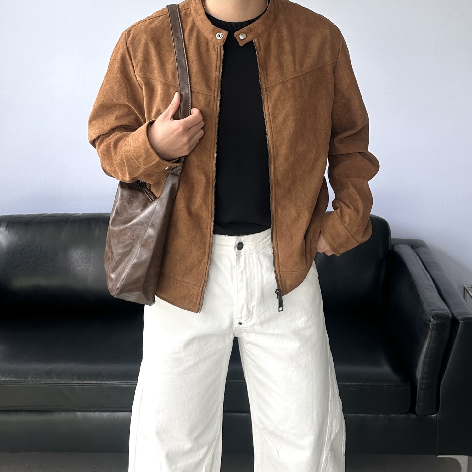 바이커 절개 스웨이드 미니멀 자켓 4color 1