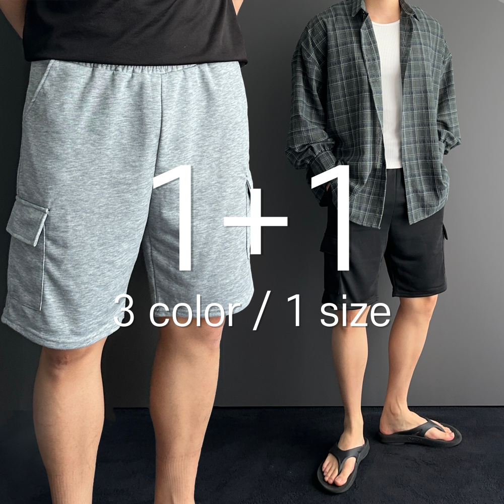 [1+1] 회색 트레이닝 버뮤다 5부 헬스 팬츠 반바지 3color 1