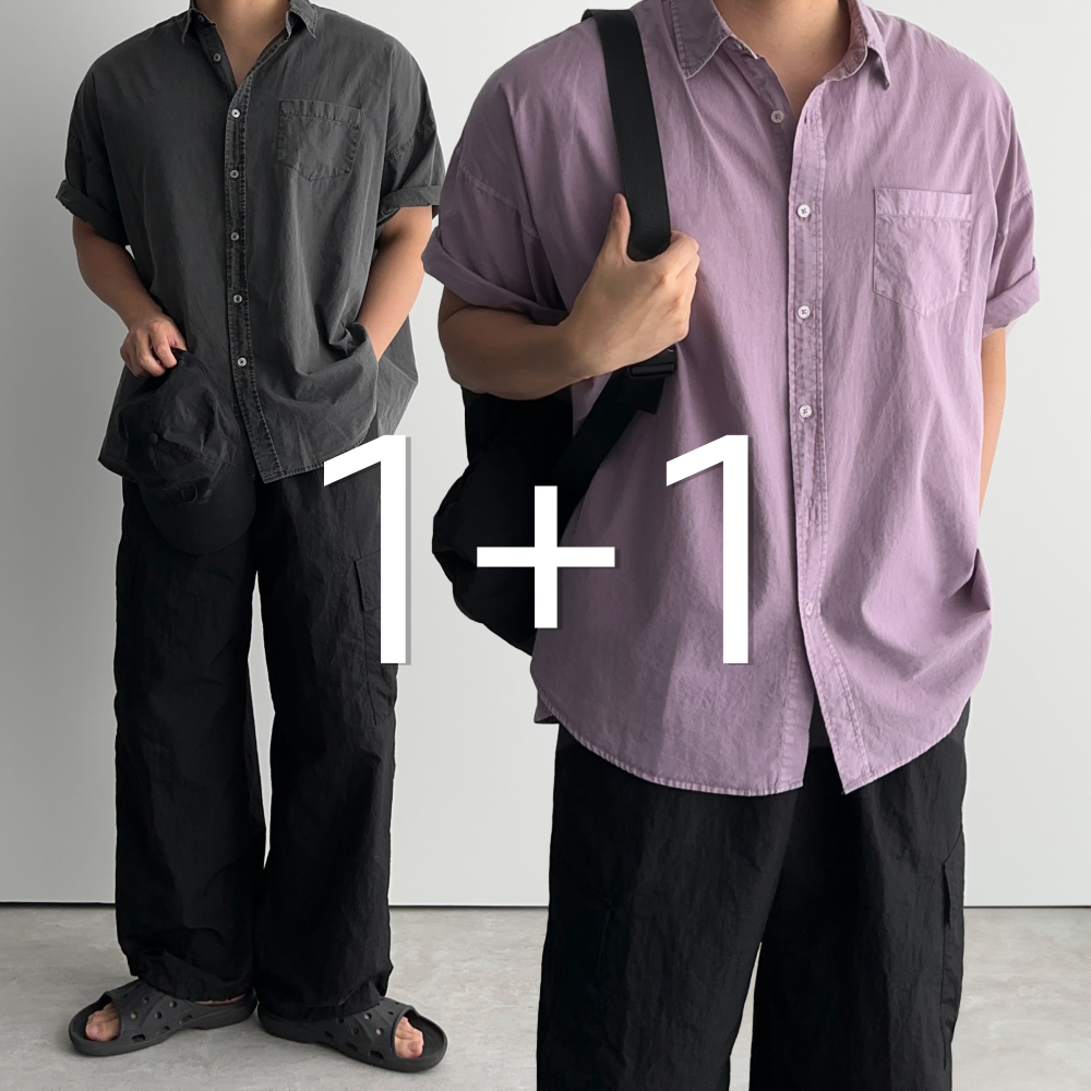 [1+1] 피그먼트 다잉 여름 반팔 셔츠 남방 7color 1