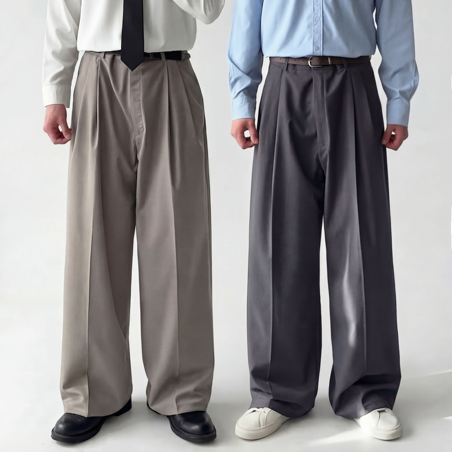 남자 남성 투턱 롱 와이드 오버핏 탄탄한 슬랙스 3color 1
