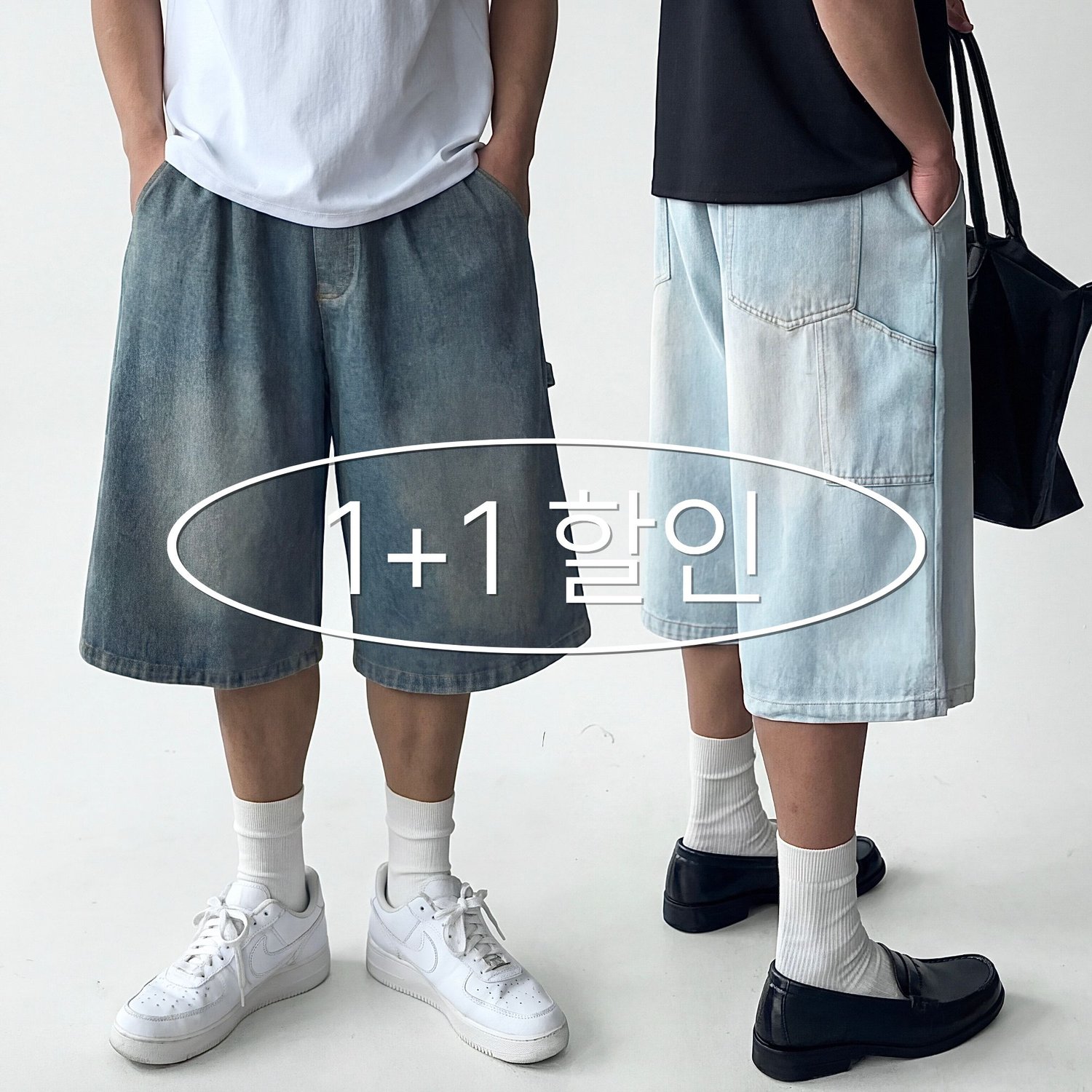 카펜터 워싱 데님 밴딩 버뮤다 팬츠 청반바지 3color 1