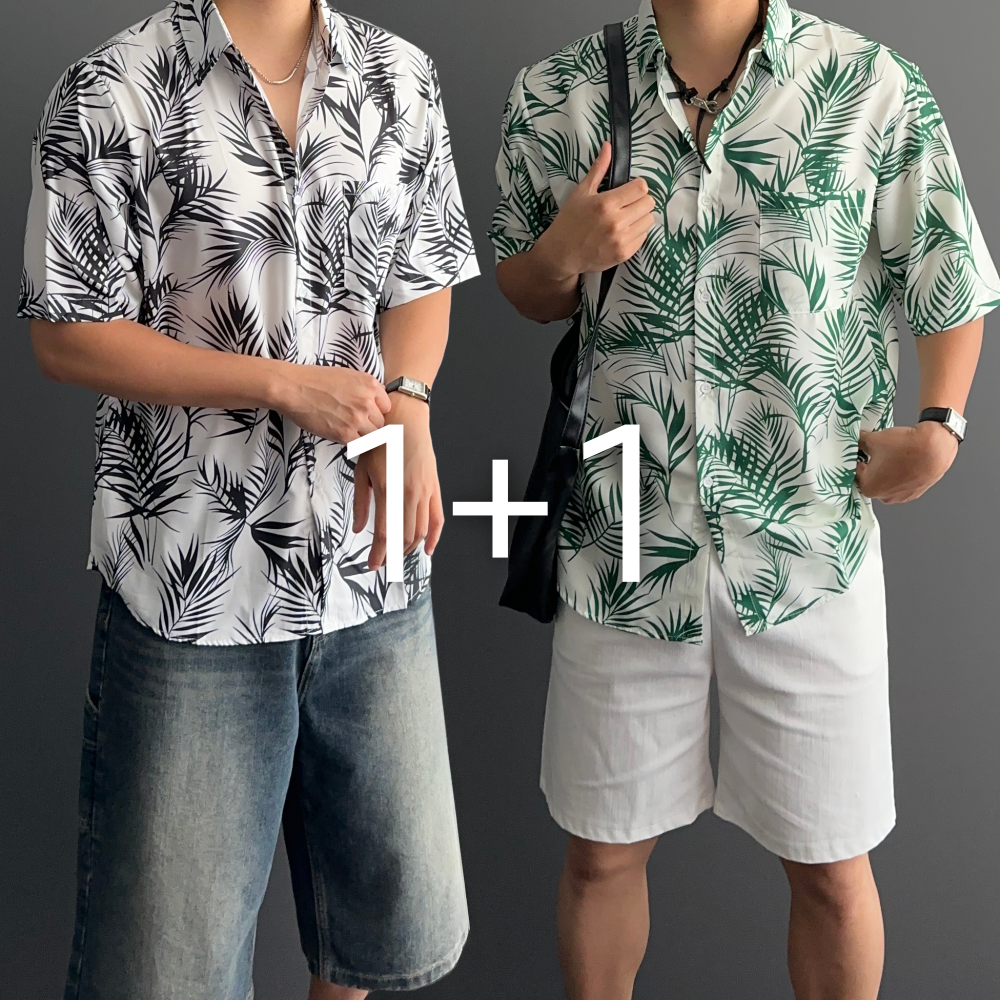 1+1 하와이안 바캉스 야자수 셔츠 2color 1