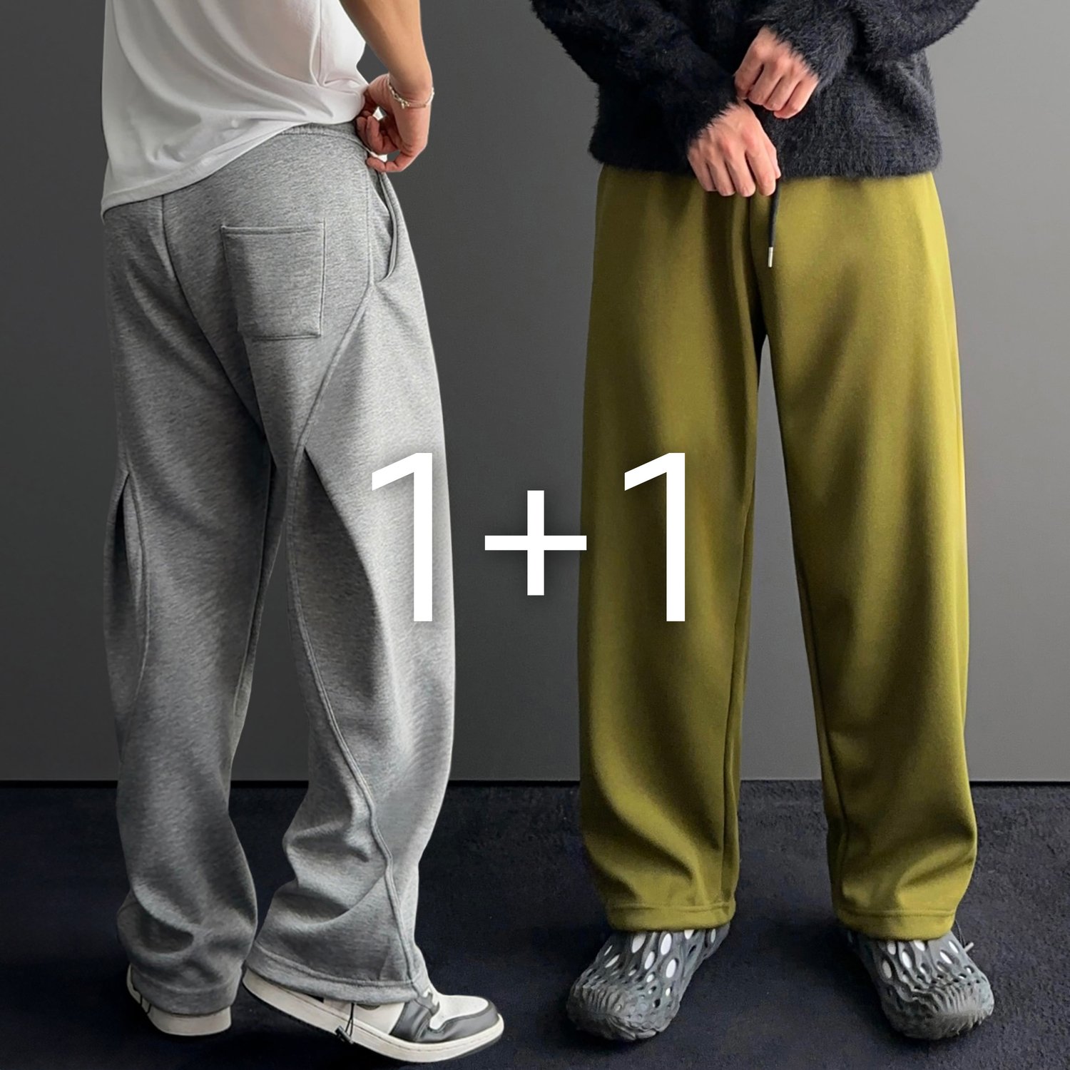 [1+1] 남자 남성 스웨트 스웻 커브드 절개 웨이브턱 틍큰 바지 팬츠 5color 1