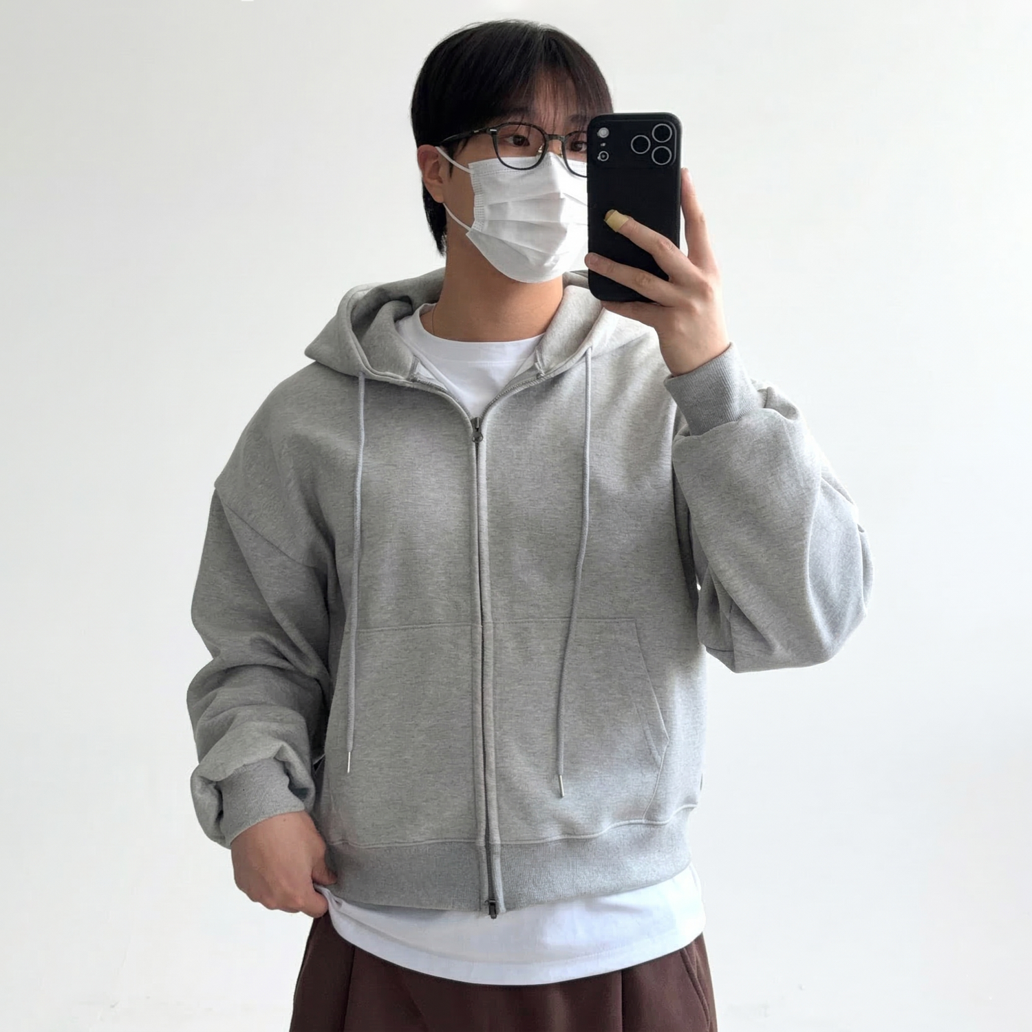 남자 크롭 합포 후드 집업 3color 1
