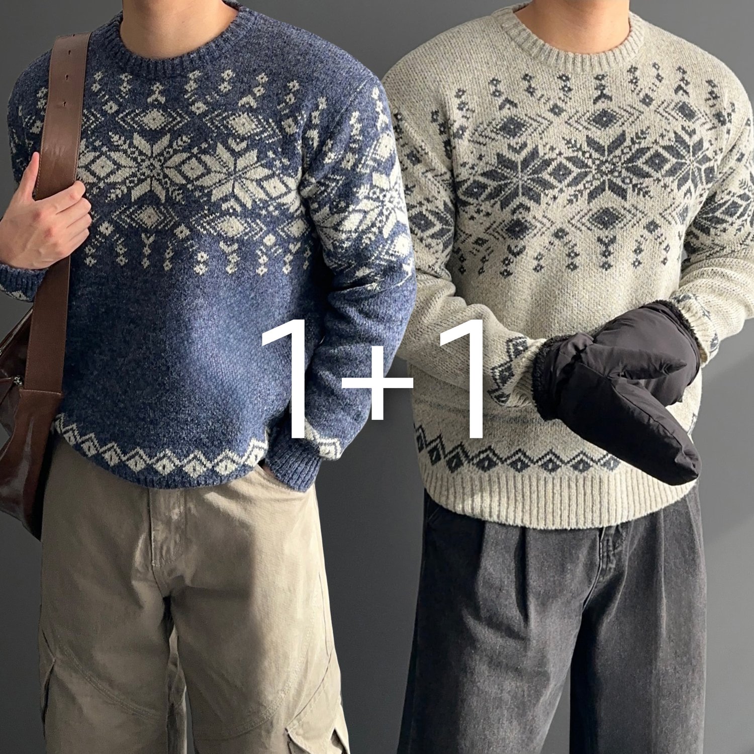 [1+1] 남자 노르딕 눈꽃 크리스마스 니트 3color 1