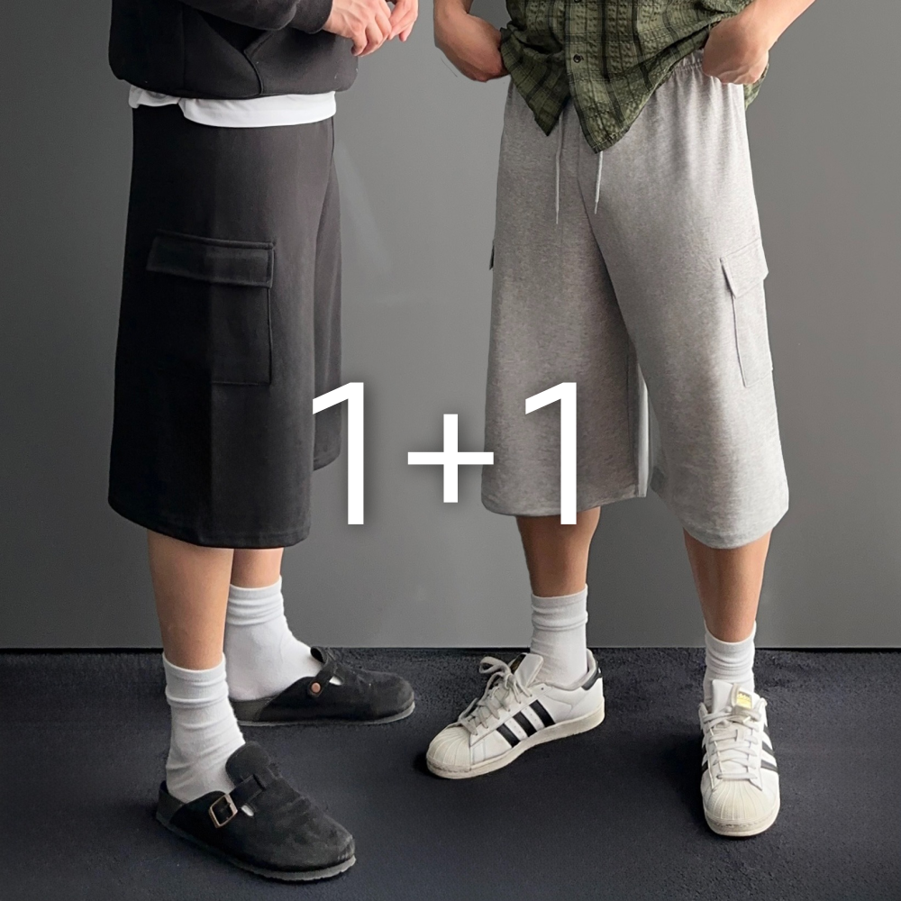 [1+1] 7부 버뮤다 카고 와이드 오버핏 반바지 4color 1