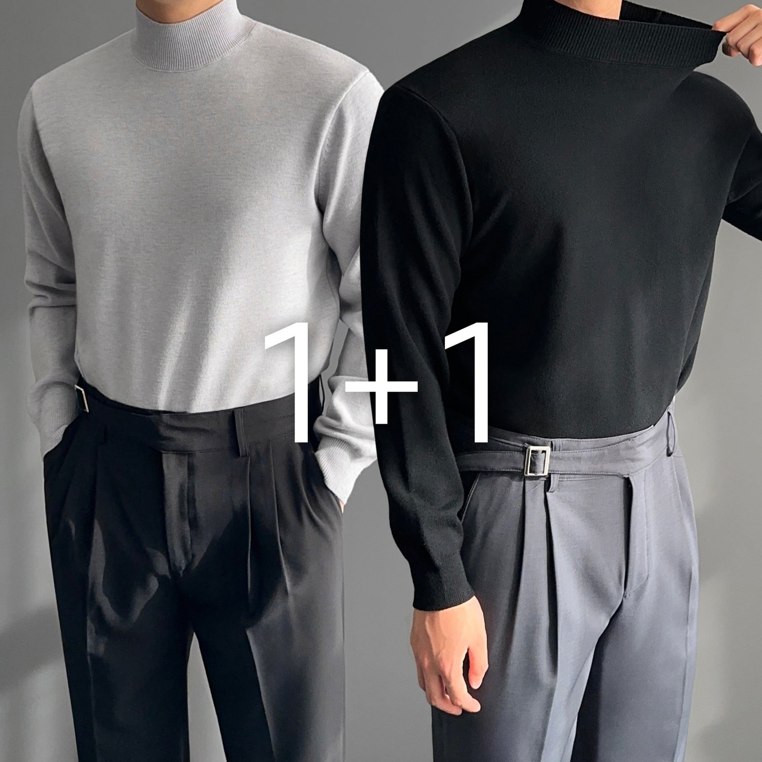 [1+1] 남자 남성 캐시미어 반 반목 목 폴라 니트 터틀넥 5color 1