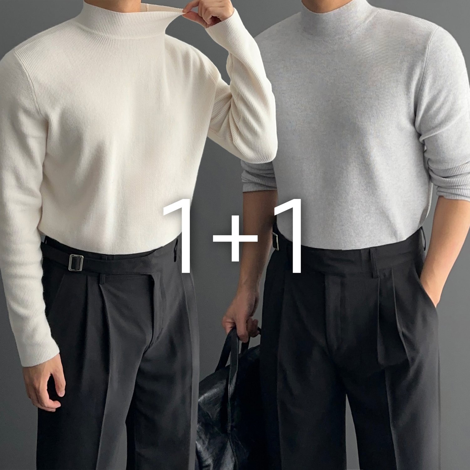 [1+1] 남자 반폴라 반 반목 목폴라 터틀넥 폴라 니트 12color 1