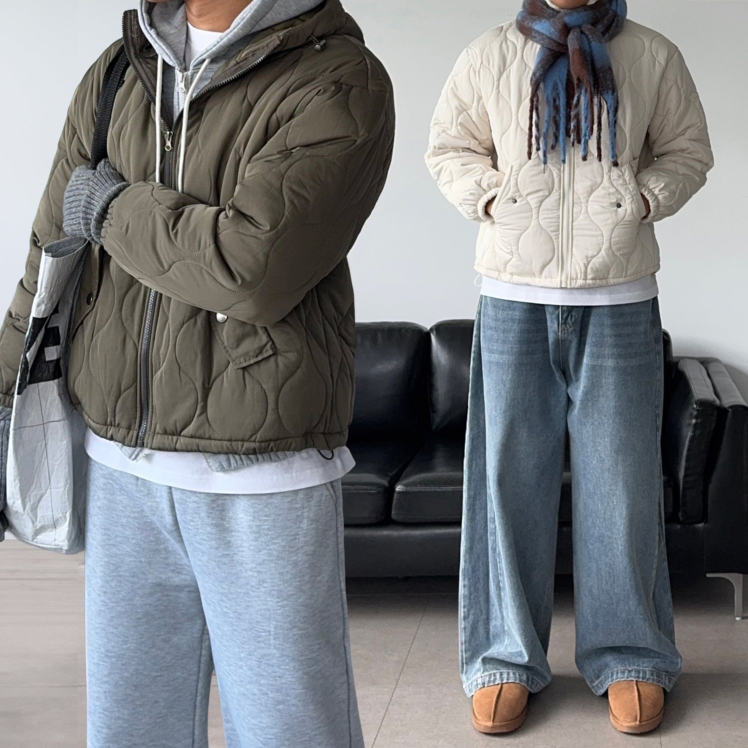 남자 남성 누빔 퀄팅 항아리 경량 깔깔이 패딩 점퍼 3color 1