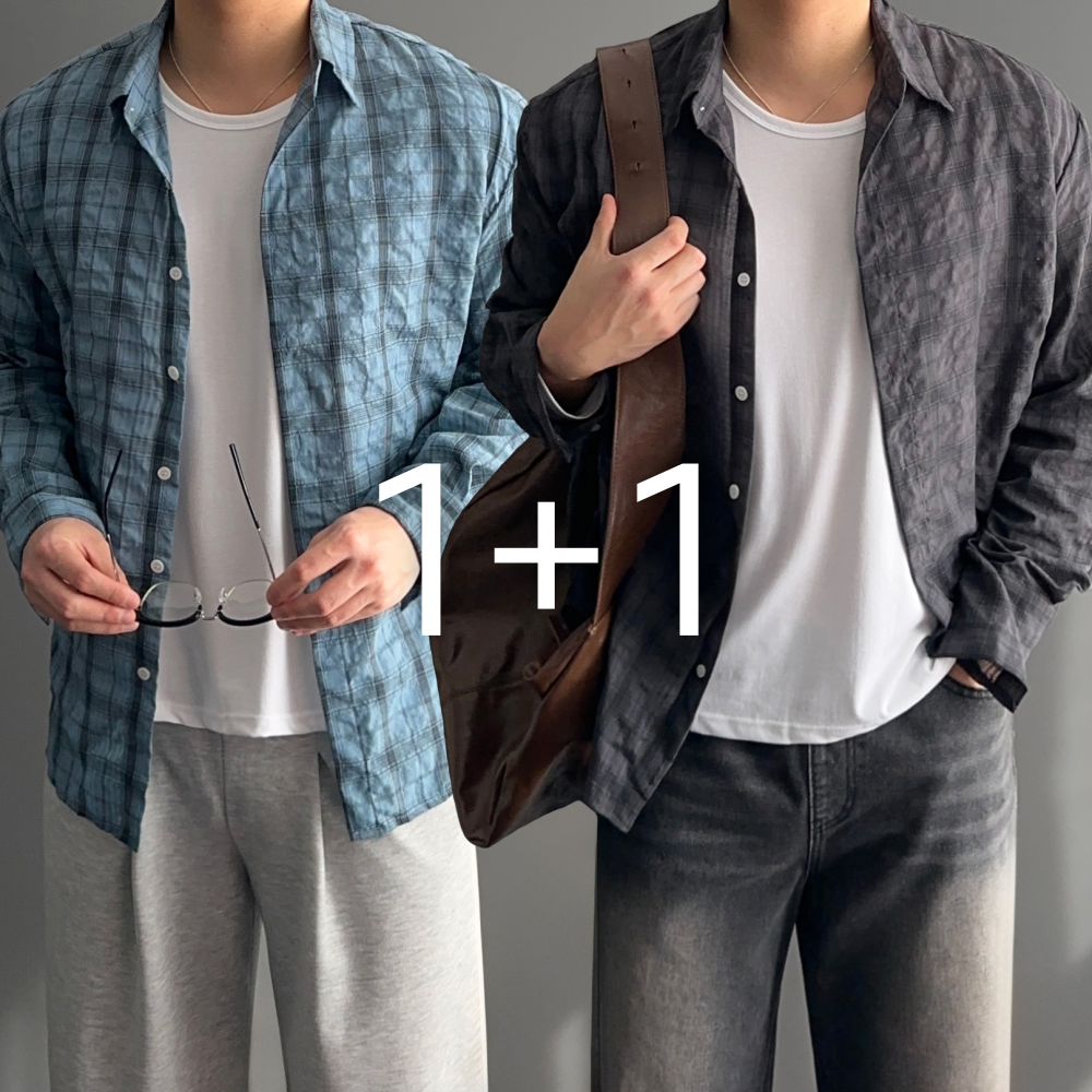 [1+1] 남자 체크 플란넬 시어서커 셔츠 남방 6color 1