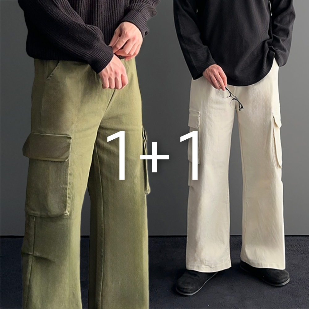 [1+1] 남자 빅 카고 플리츠 퍼티그 팬츠 4color 1