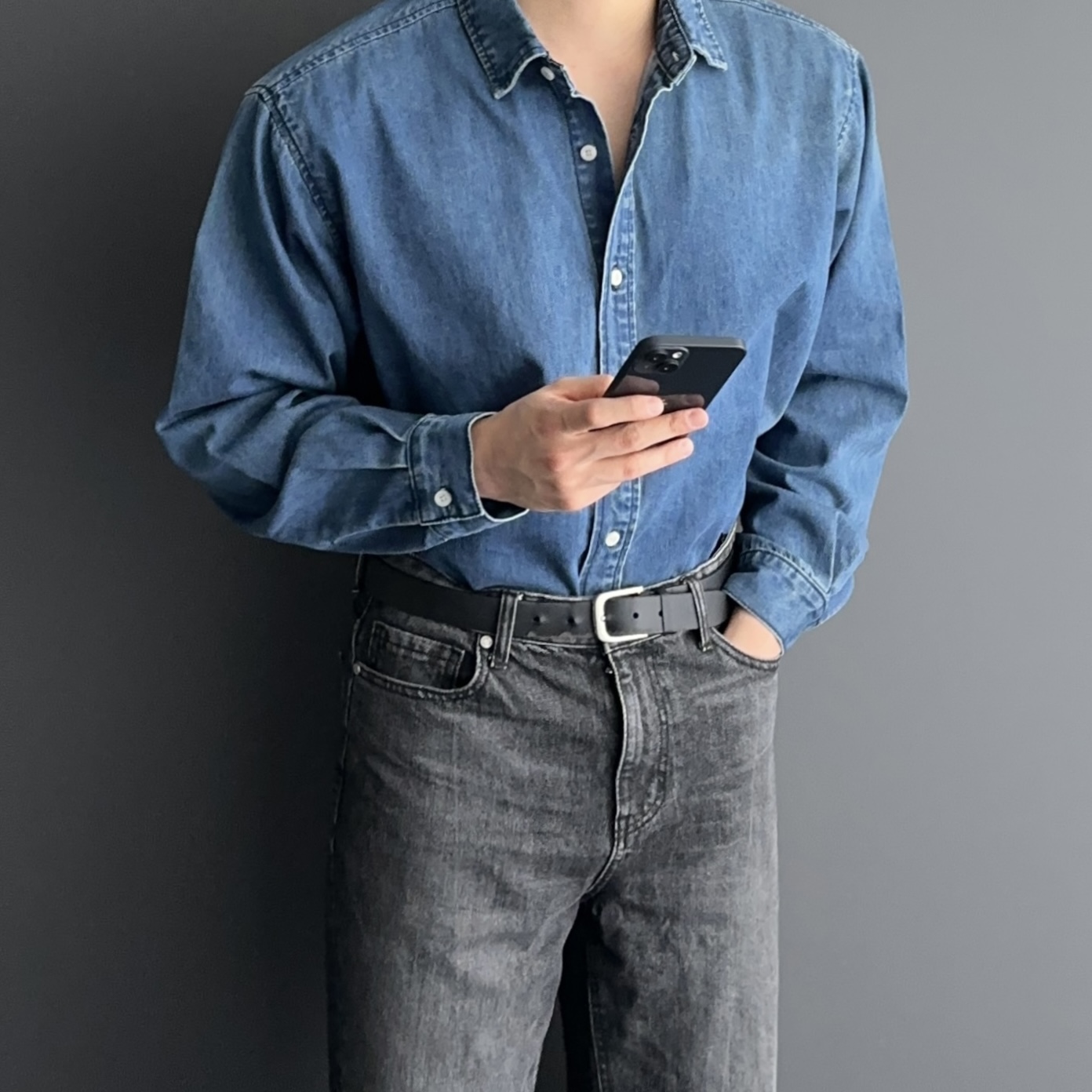 남자 오버핏 청남방 데님 흑청 중청 청 셔츠 남방 2color 1