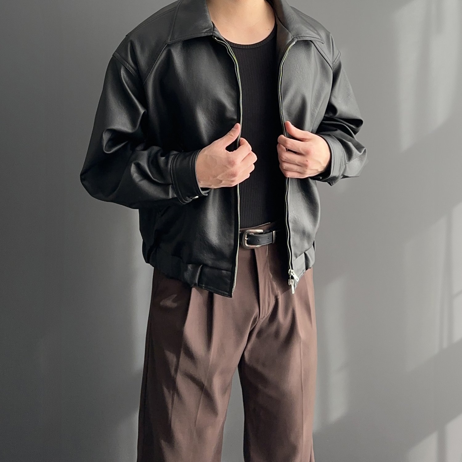 남자 라이더 가죽 레더 크롭 1color 1