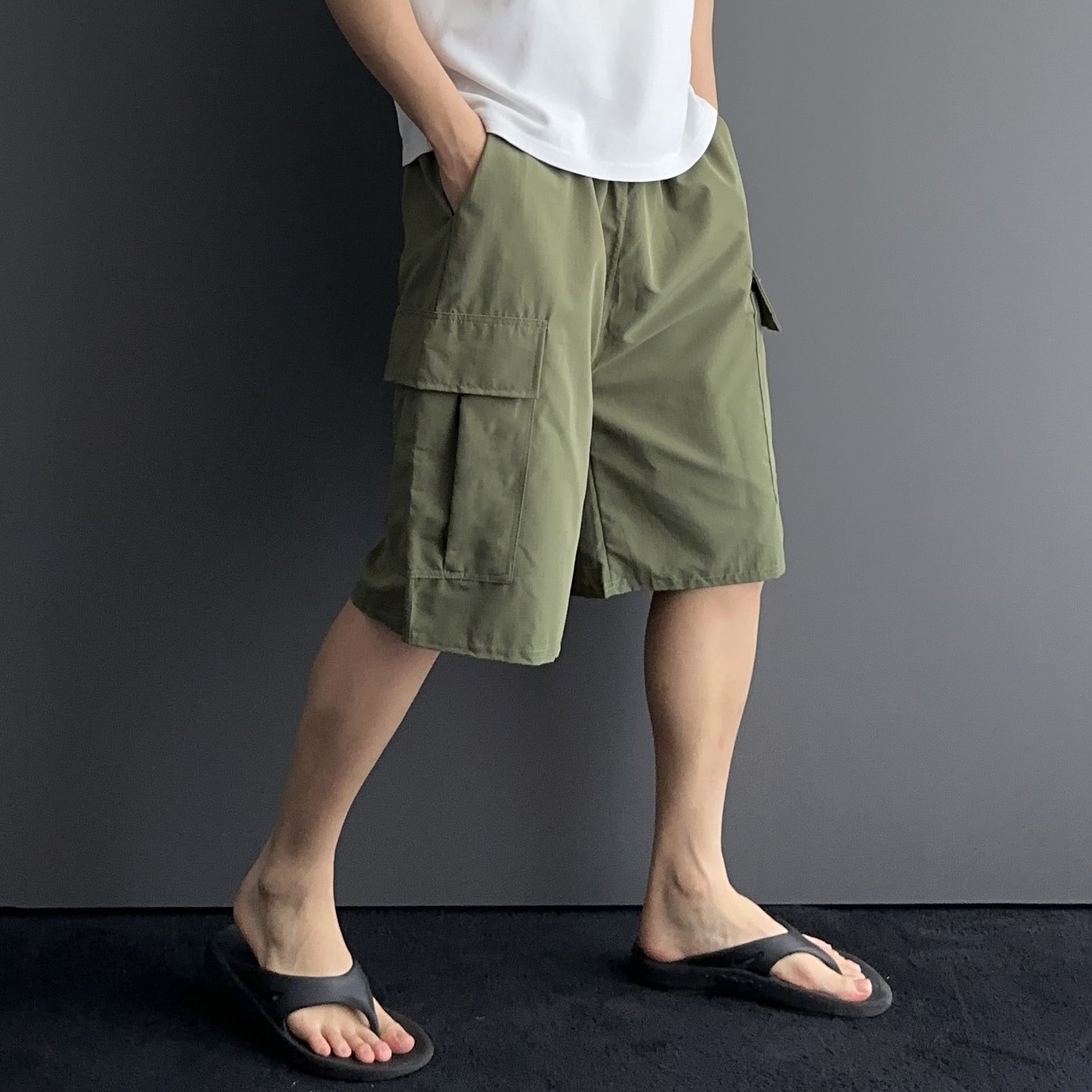 나일론 와이드 카고 버뮤다 6부 반바지 4color 1
