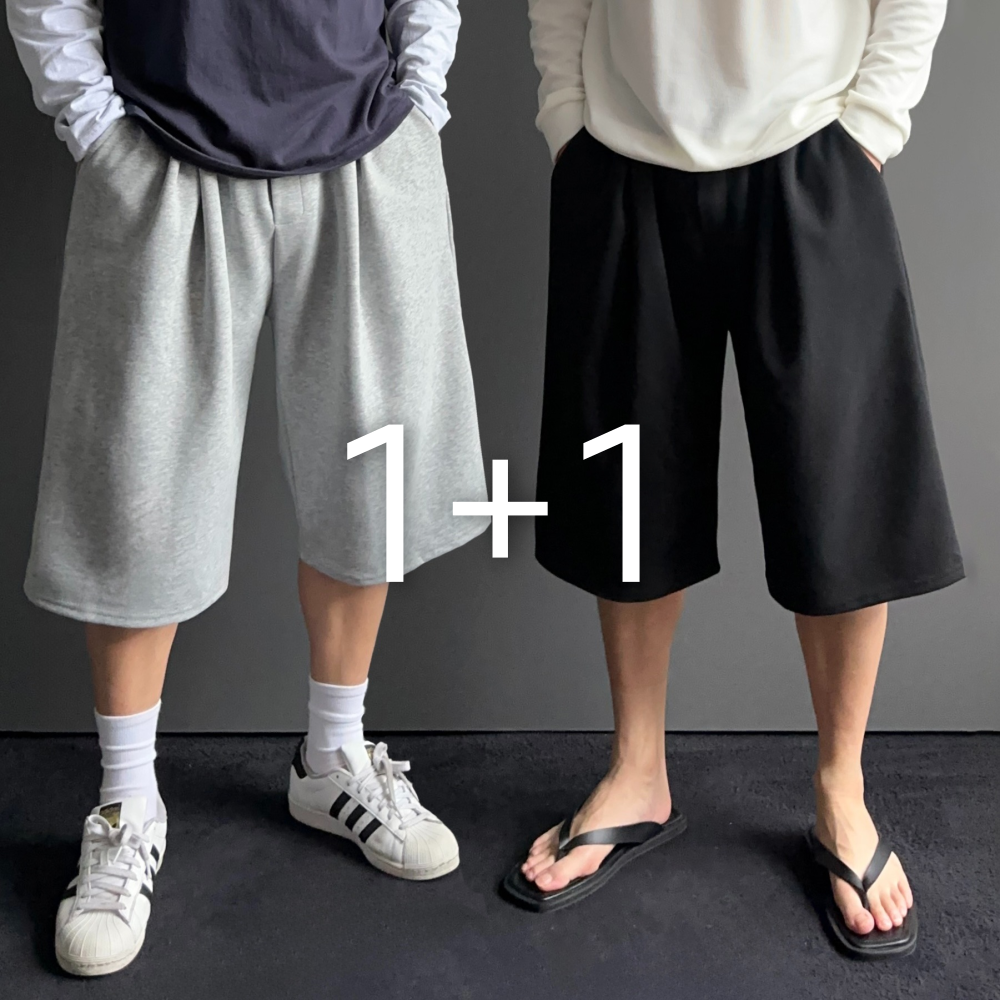 [1+1] 남자 6부 버뮤다 와이드 회색 반바지 2color 1