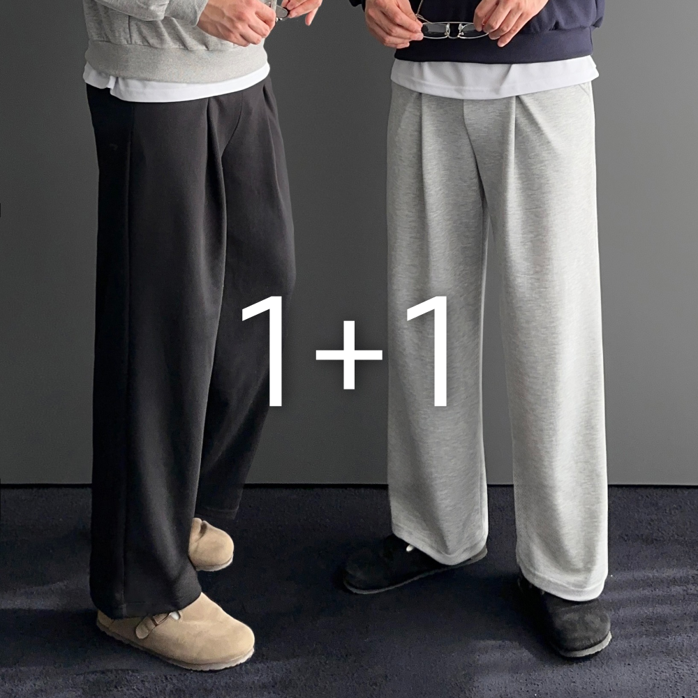 [1+1] 원턱 와이드 트레이닝 밴딩 스웻 팬츠 2color 1