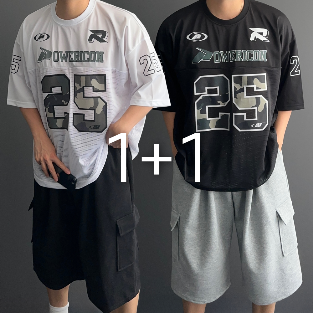 [1+1] 블록코어 카모 메쉬 럭비 져지 2color 1