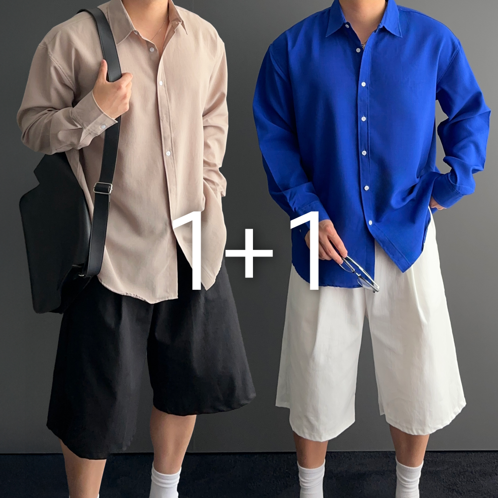 [1+1] 여름 린넨 긴팔 루즈핏 링클프리 셔츠 12color 1